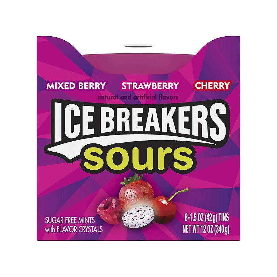 Ice Breakers Sours Sugar Free Mints, Mixed Berry, Strawberry, Cherry - 8 Pack - Image 4