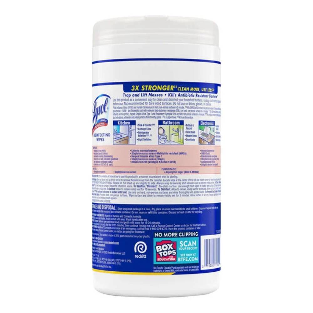 Lysol - Disinfecting Wipes, Lemon/Lime Blossom - 80 Ct - 6 Pack - Image 3