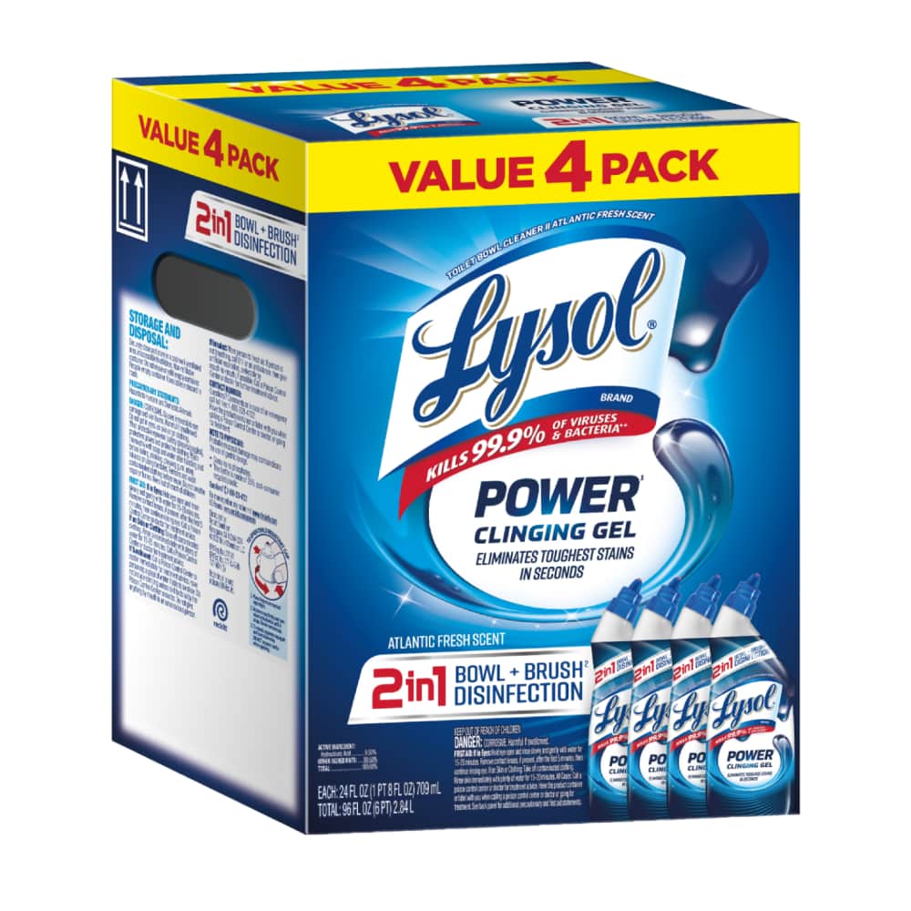Lysol Power Toilet Bowl Cleaner Gel Atlantic Fresh 24 fl oz – 4 Pack - Image 3