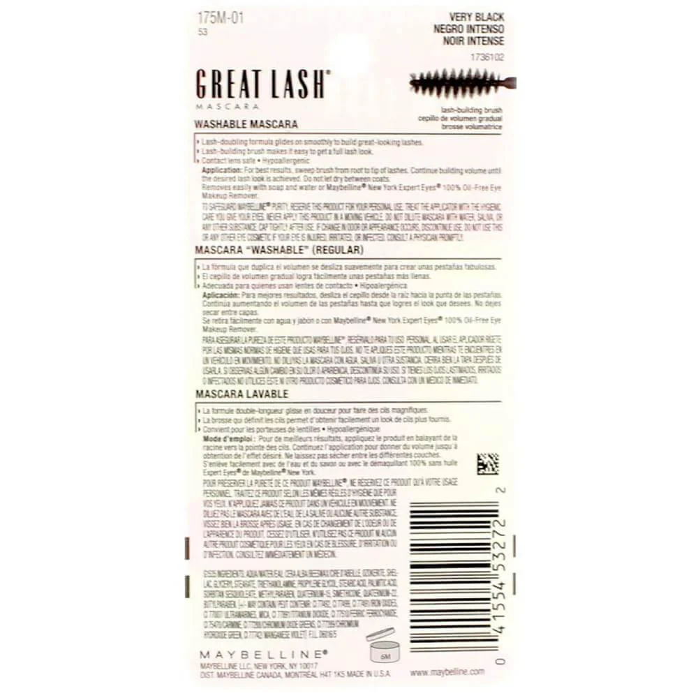 Maybelline - Great Lash Mascara, # 101 Very Black by for Women - 0.43 oz - 72 Pack - Image 3