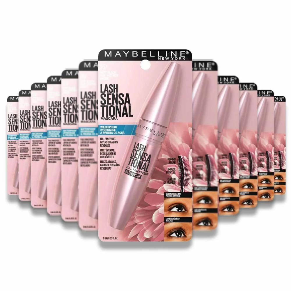 Maybelline - Lash Sensational Waterproof Mascara, Very Black - 0.30 Oz - 72 Pack