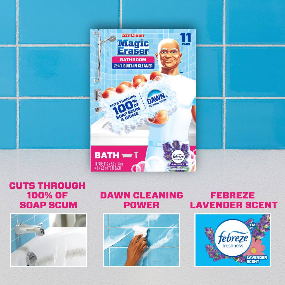 Mr. Clean 2-in-1 Bathroom Magic Eraser Sponges, 11 Ct - Image 4