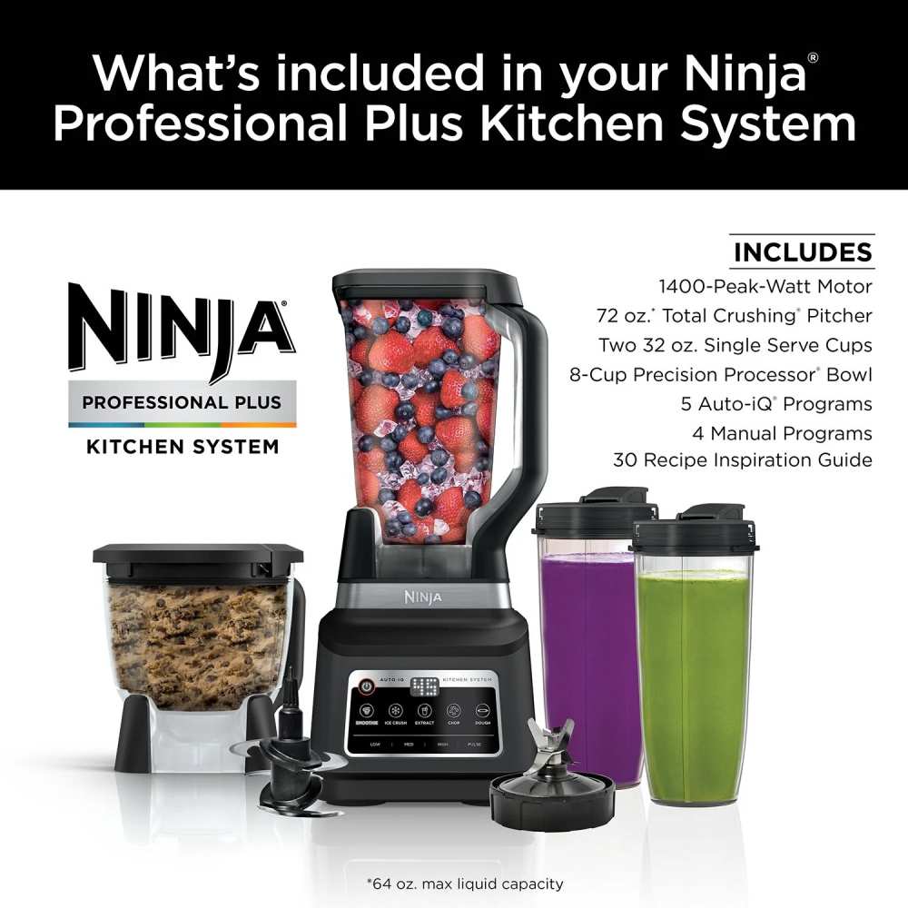 Ninja Professional Plus Kitchen System Blender and 8-Cup Food Processor with Auto-iQ - Image 3