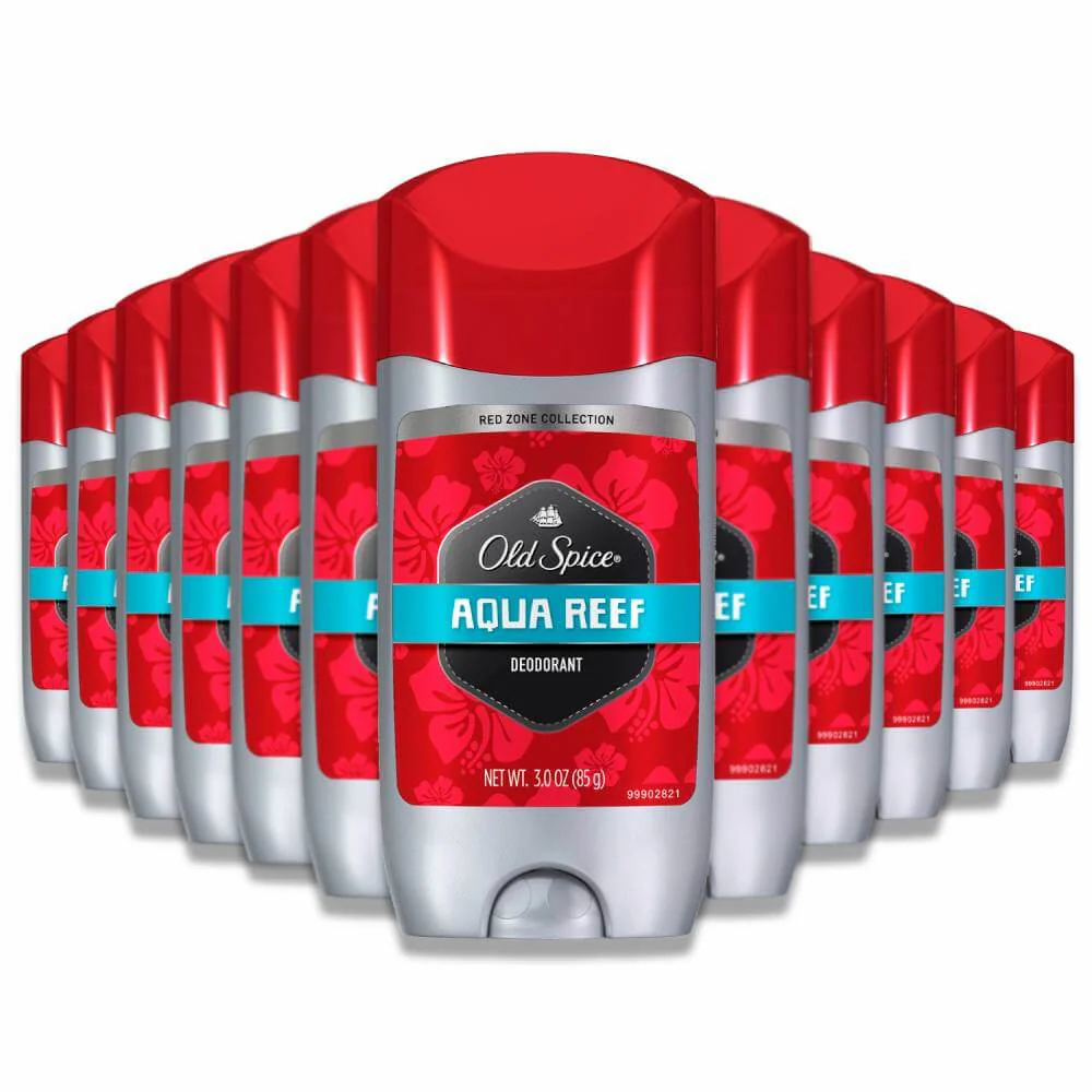 Old Spice - Antiperspirant and Deodorant for Men, Red Zone Aqua Reef Stick 3 Oz - 12 Pack
