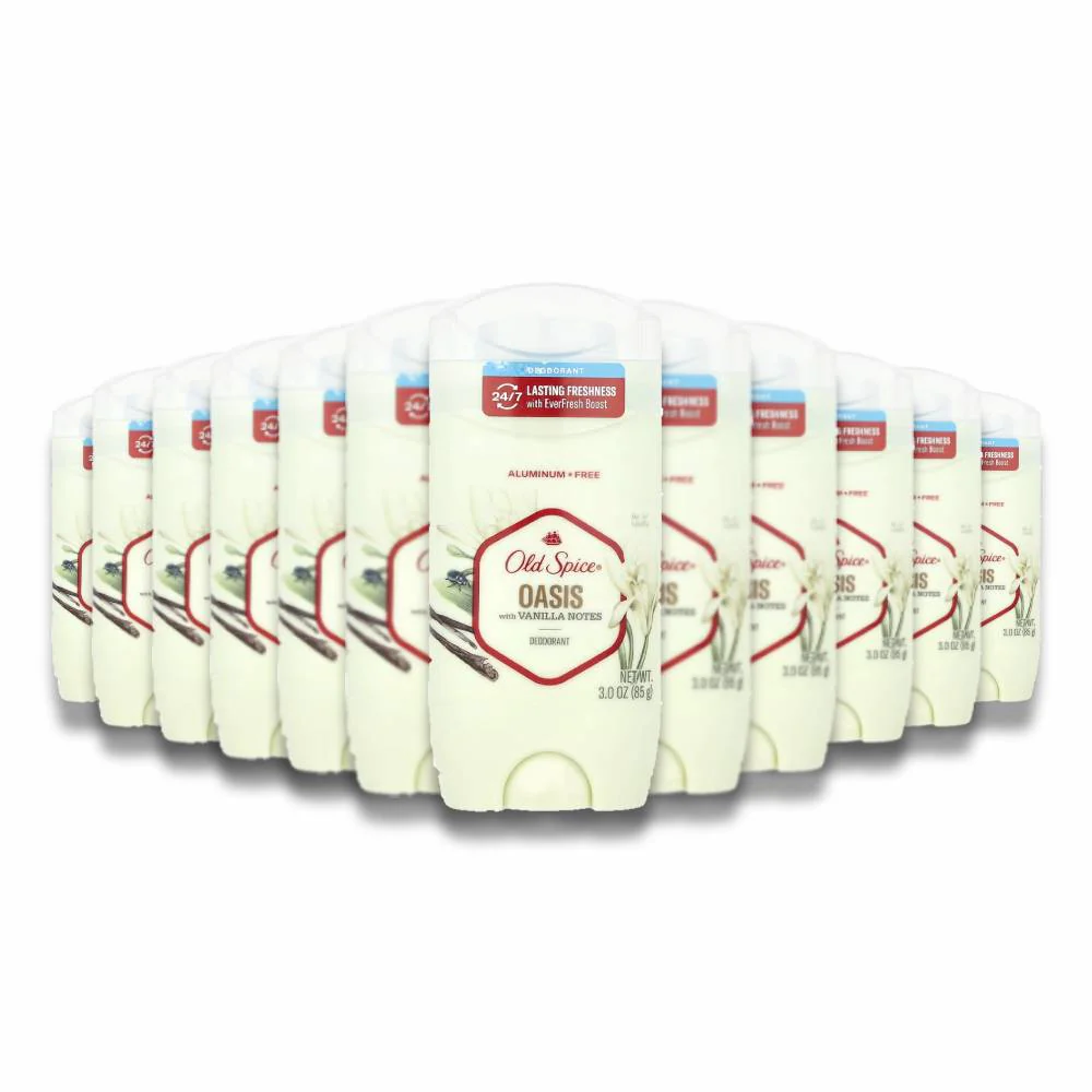 Old Spice - Deodorant for Men Oasis with Vanilla Notes Scent - 3 Oz - 12 Pack