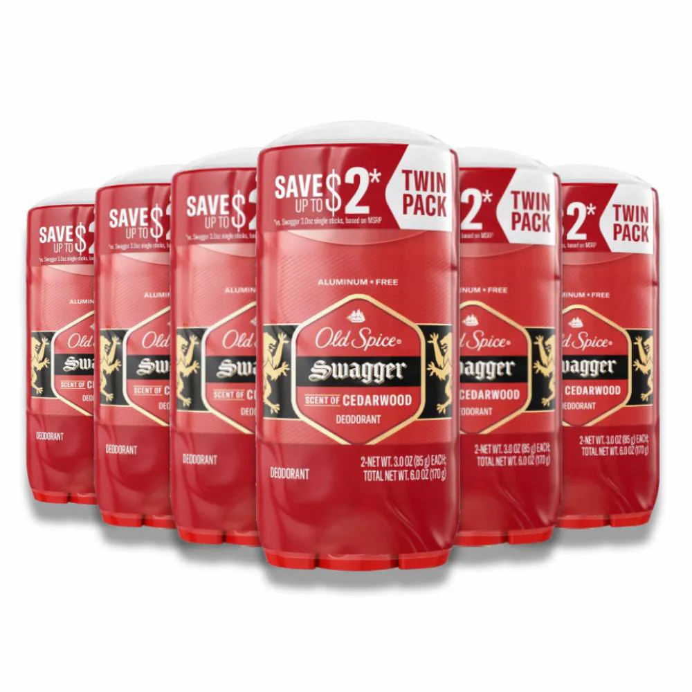 Old Spice - Deodorant for Men, Red Collection Swagger, Twin Pack - 3 Oz - 6 Pack