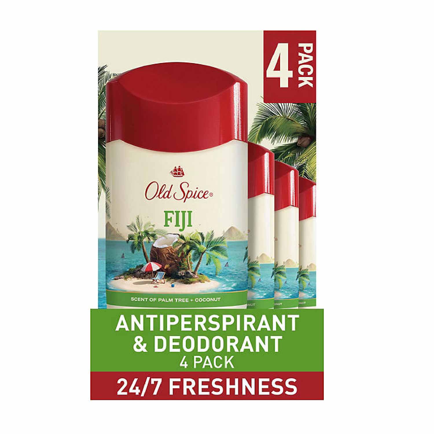 Old Spice - Fiji with Palm Tree, Antiperspirant & Deodorant - 2.6 Oz - 4 Pack