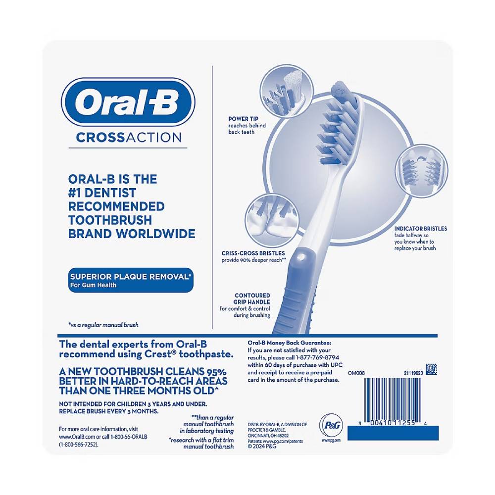 Oral-B - Cross Action Manual Toothbrushes, Soft - 8 Pack - Image 2