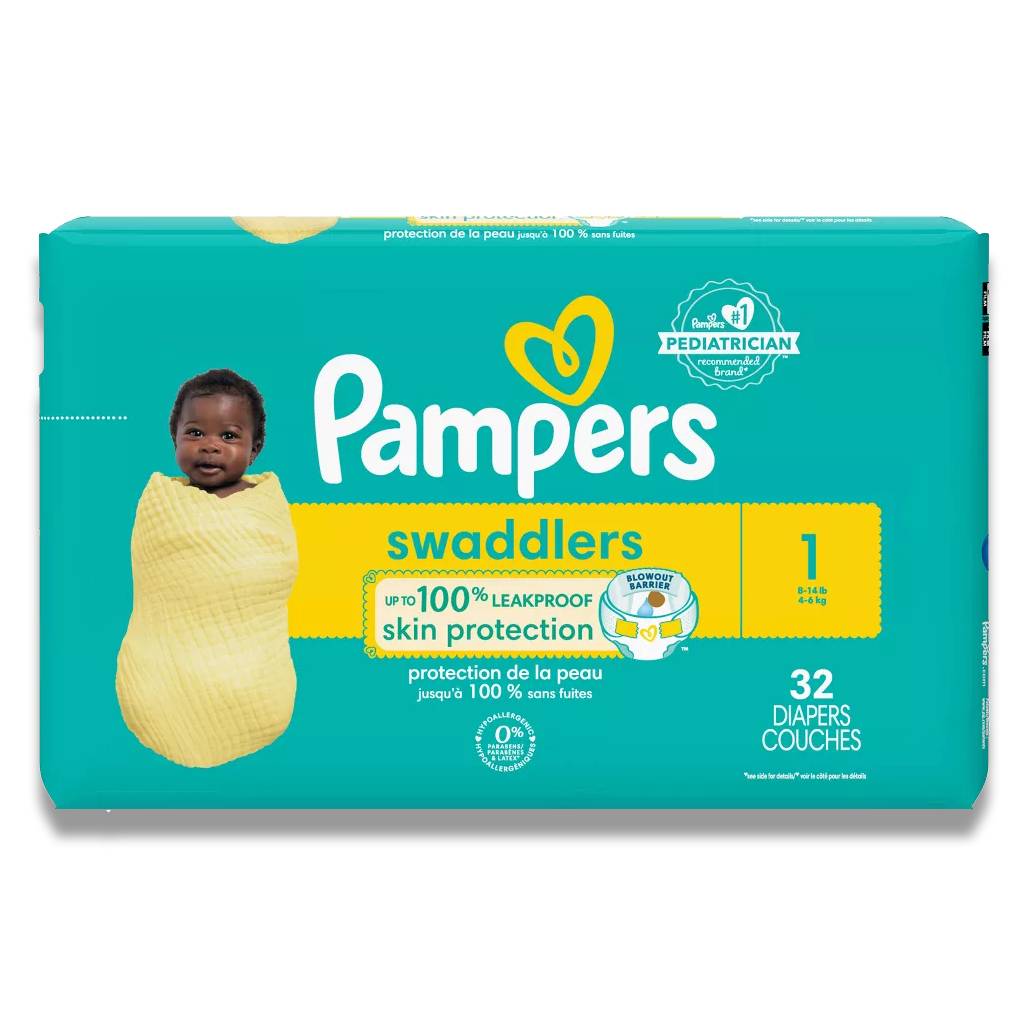 Pampers - Swaddlers Diapers, Size 1 - 32 Ct - 4 Pack - Image 3