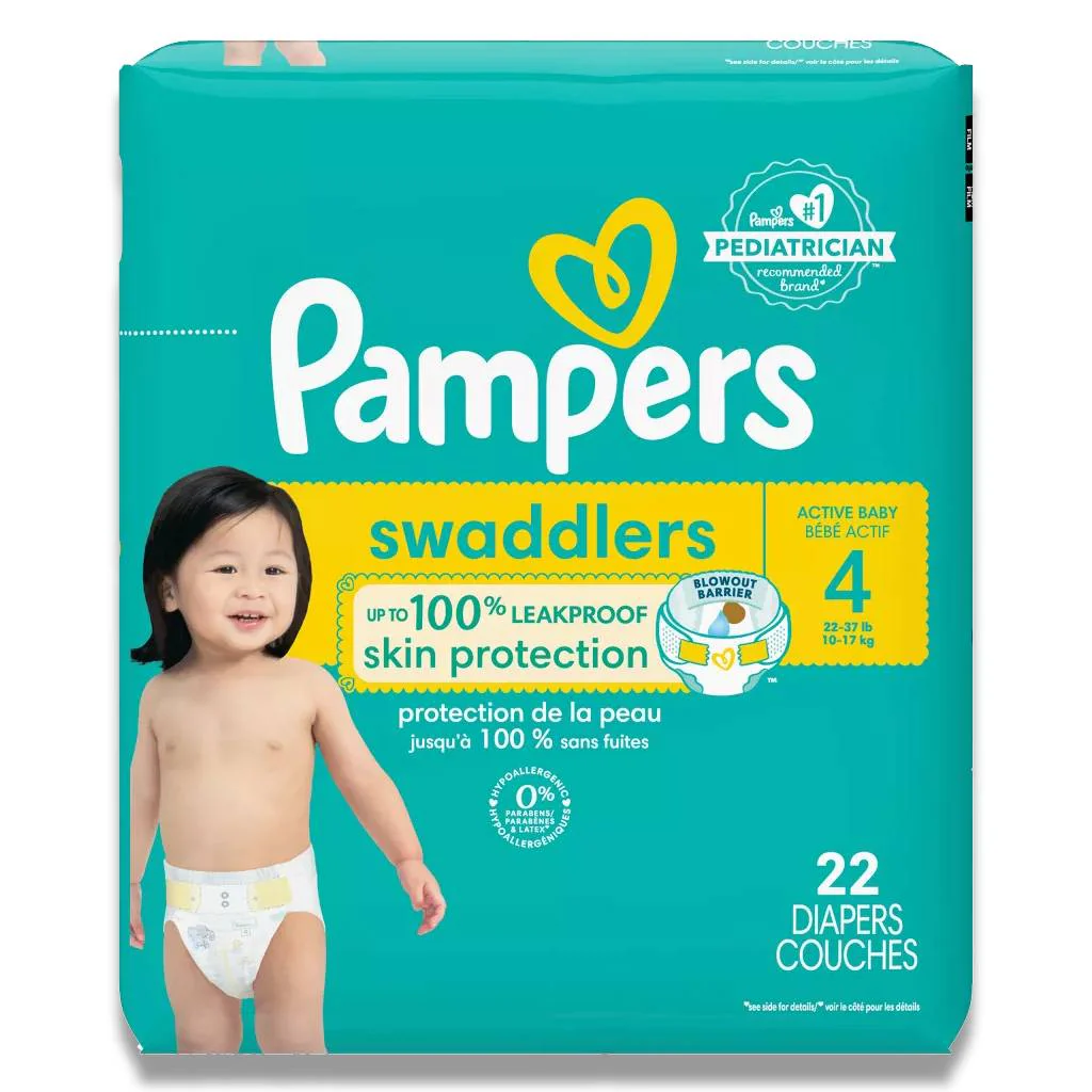 Pampers - Swaddlers Diapers, Size 4 - 22 Ct - 4 Pack - Image 3