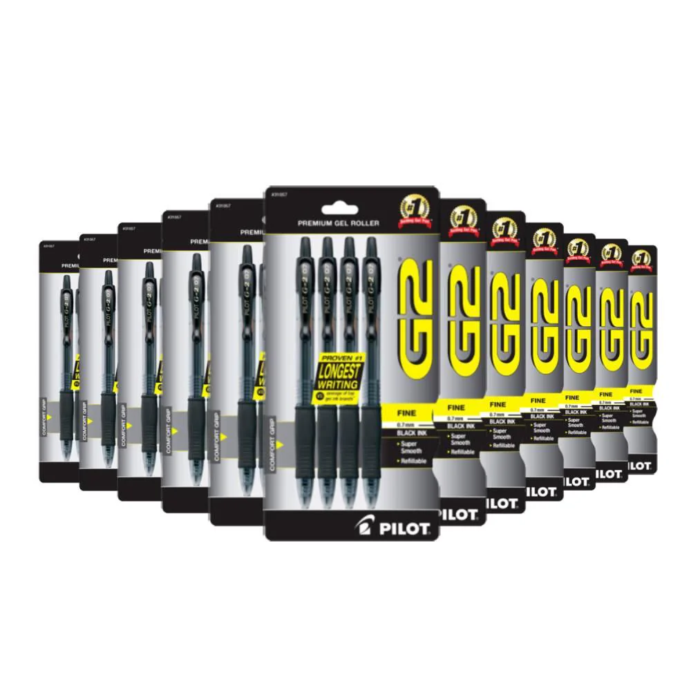 Pilot G2 Premium Retractable Gel Ink Rolling Ball Pen Fine Point Black 4 ea - 48 Pack