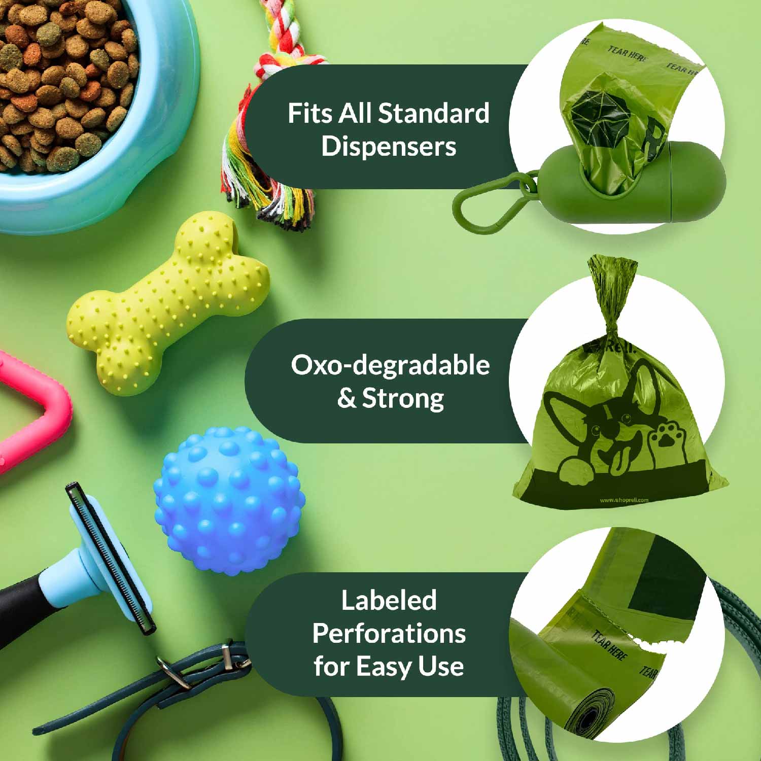 Reli - Eco-Friendly Dog Poop Bags - 180 Bags + Dispenser - Image 3