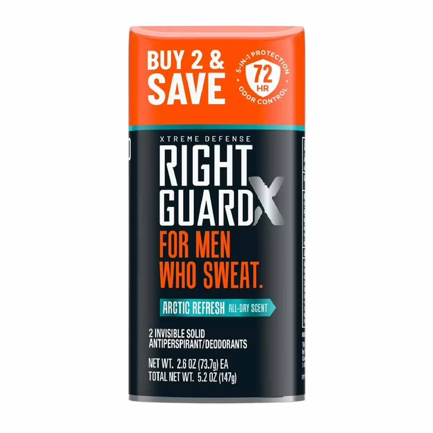 Right Guard - Xtreme Defense, Antiperspirant Deodorant, Twin Pack, Arctic Refresh - 2.6 oz - 6 Pack - Image 2