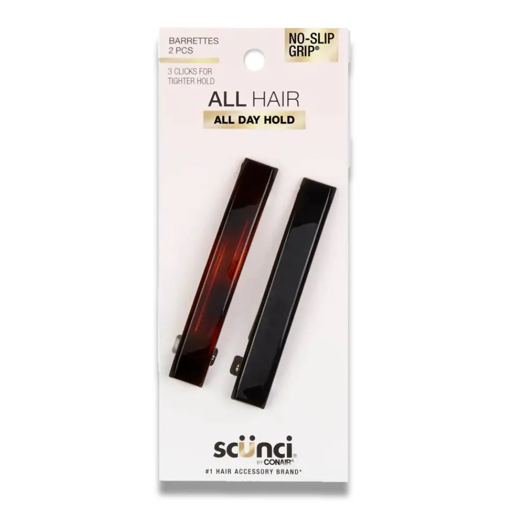 Scunci - No-Slip Grip Auto Clasp Barrettes, Colors May Vary 2 ct - 48 Pack - Image 3