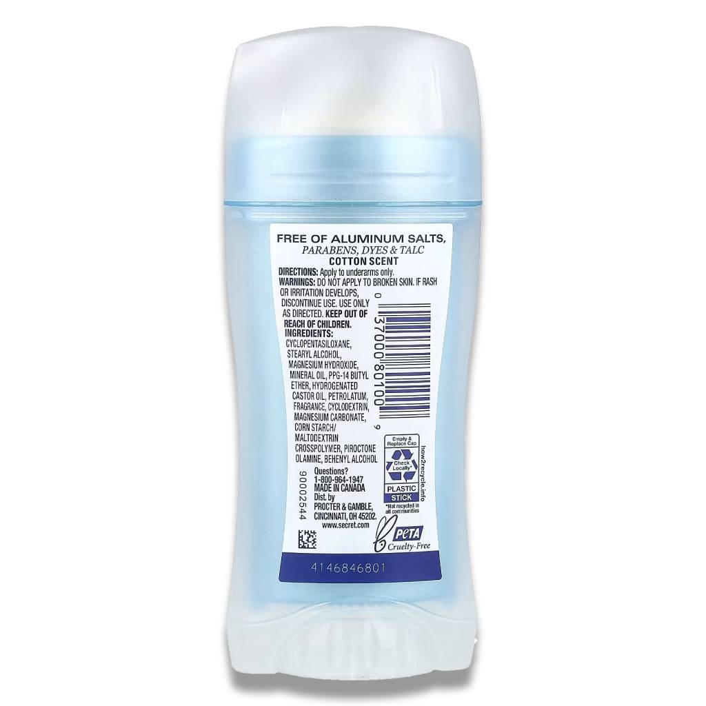 Secret - Deodorant Aluminum Free for Women, 48hr Odor Protection, Cotton Scent - 2.4 Oz - 12 Pack - Image 3
