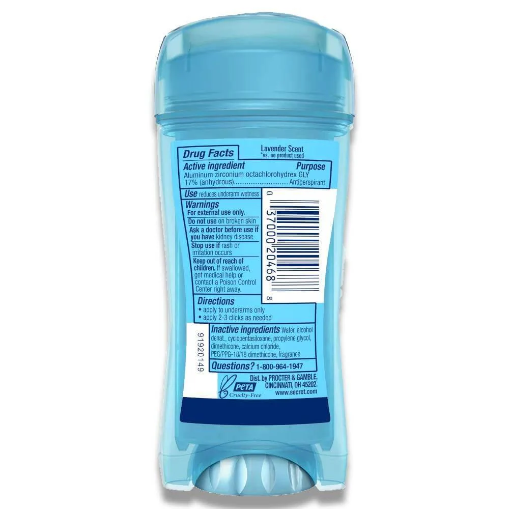 Secret - Clear Gel Lavender Antiperspirant & Deodorant - 2.6 Oz - 12 Pack - Image 3