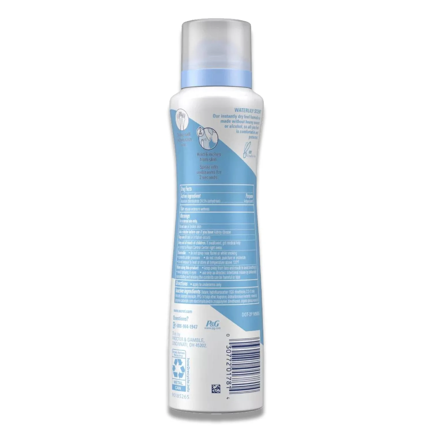 Secret - Dry Spray Antiperspirant Deodorant, Waterlily and Argan Oil - 4.1 Oz - 12 Pack - Image 3