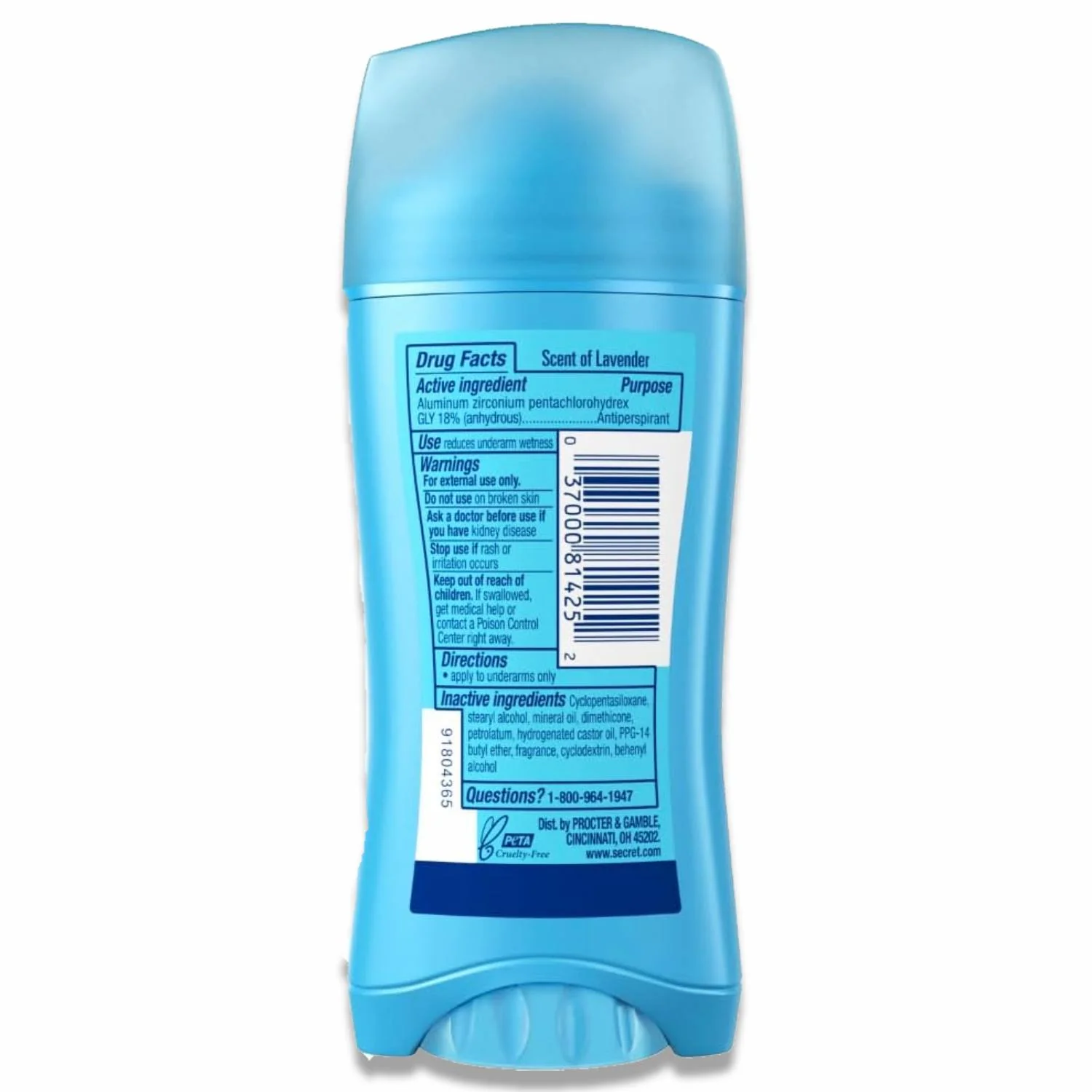 Secret - Invisible Solid Antiperspirant & Deodorant, Clean Lavender - 2.6 Oz - 12 Pack - Image 3