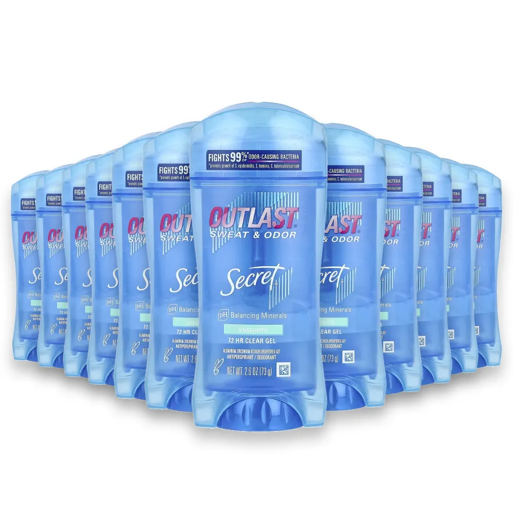 Secret - Outlast Clear Gel Unscented Antiperspirant & Deodorant - 2.6 Oz - 12 Pack