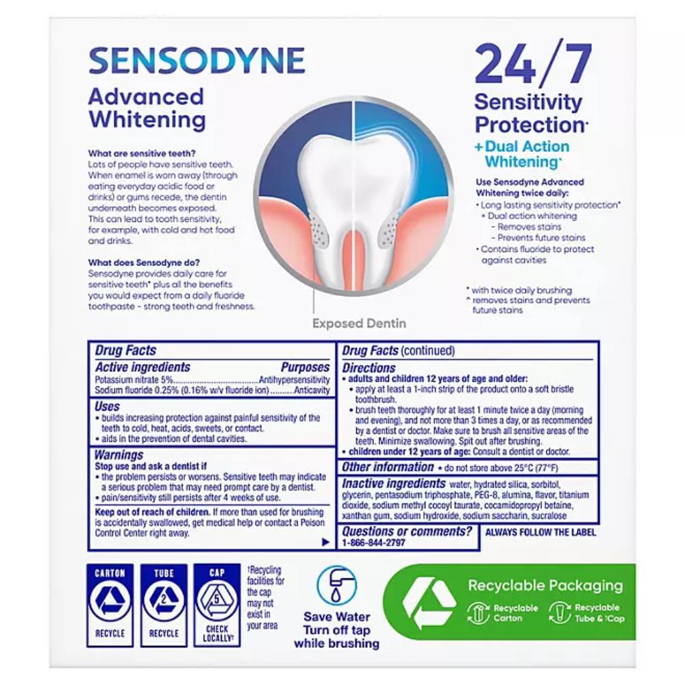 Sensodyne - Extra Whitening Toothpaste - 6.5 Oz - 4 Pack - Image 2