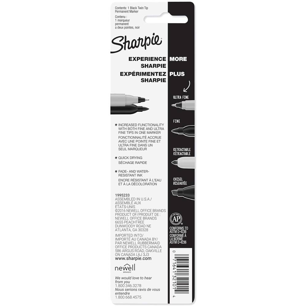 Sharpie - Fine/Ultra Fine Twin-Tip Permanent Marker Carded, Black - 48 Pack - Image 4