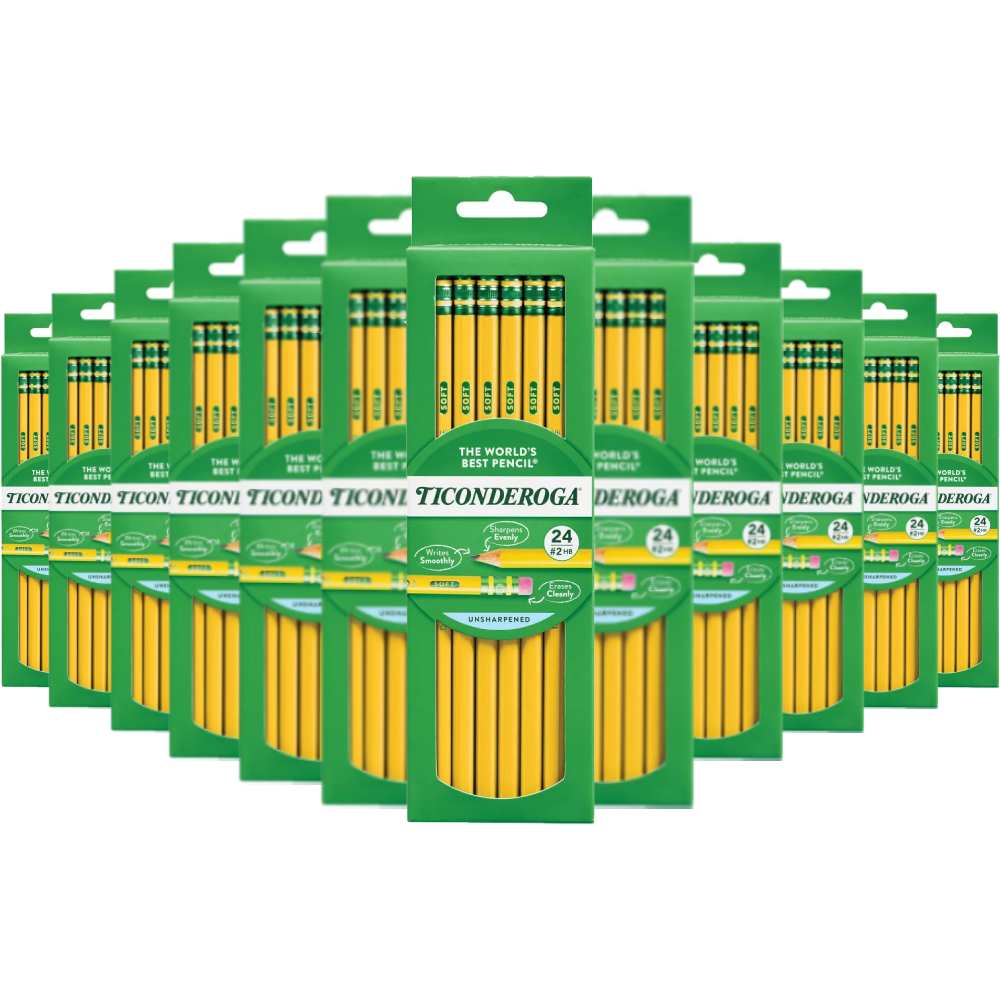 Ticonderoga - #2 Wood Pencils, 2mm, Erasable, Yellow, Kids - 24 Ct - 72 Pack - Image 2