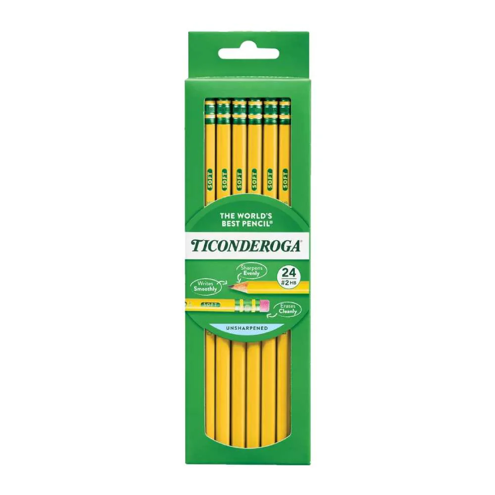 Ticonderoga - #2 Wood Pencils, 2mm, Erasable, Yellow, Kids - 24 Ct - 72 Pack - Image 3