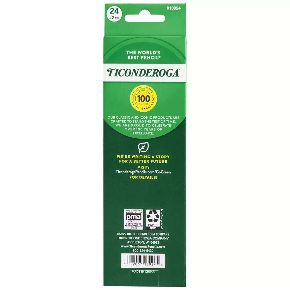 Ticonderoga - #2 Wood Pencils, 2mm, Erasable, Yellow, Kids - 24 Ct - 72 Pack - Image 4