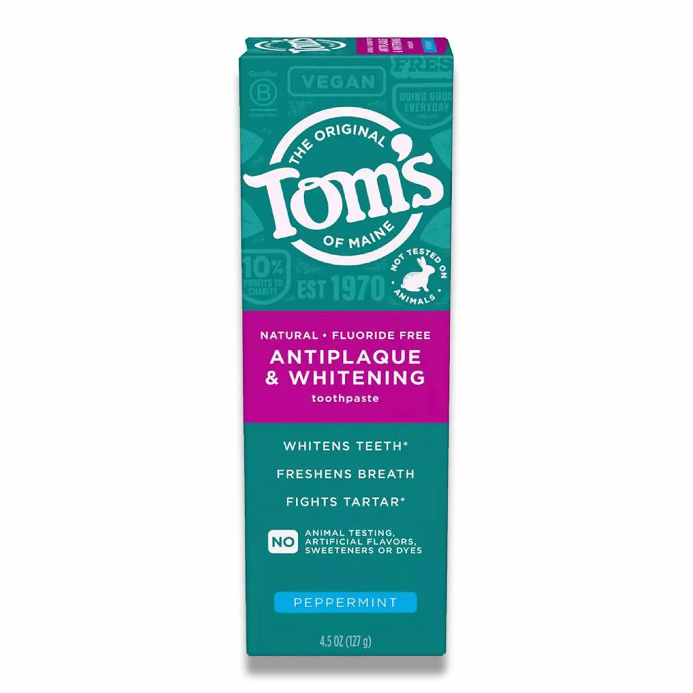Tom's of Maine - Antiplaque and Whitening Natural Toothpaste, Peppermint Flavor - 4.5 Oz - 24 Pack - Image 2