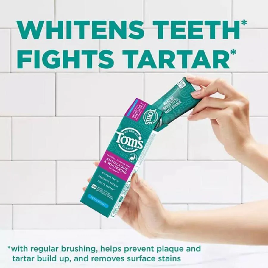 Tom's of Maine Fluoride-Free Antiplaque & Whitening Toothpaste - 4.5 Oz - 4 Pack - Image 3