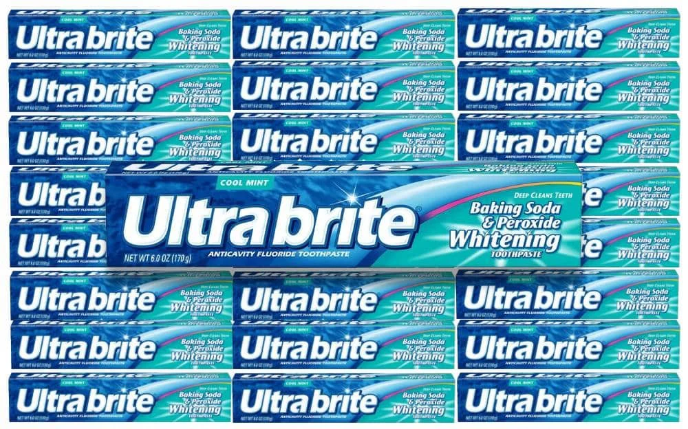 Ultra Brite - Baking Soda and Peroxide Whitening Toothpaste, Cool Mint - 6 Oz - 24 Pack