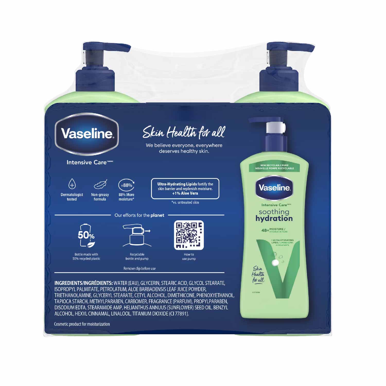 Vaseline Intensive Care Body Lotion Soothing Hydration, 2pk/20.3oz + Bonus Bottle 10oz - Image 2