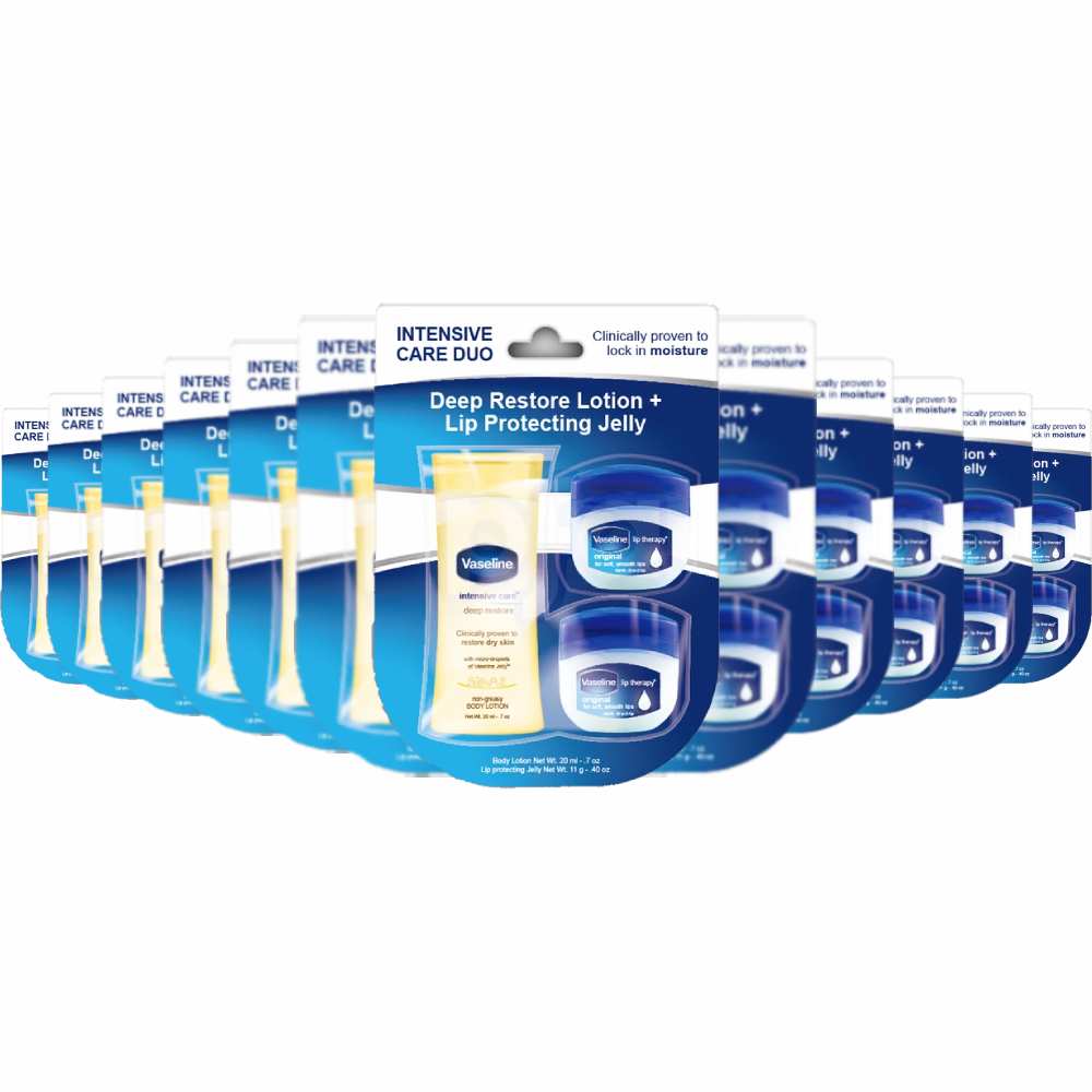 Vaseline - Intensive Care Duo, Deep restore Lotion + Lip Protecting Jelly - 0.9 Oz - 48 Pack - Image 2