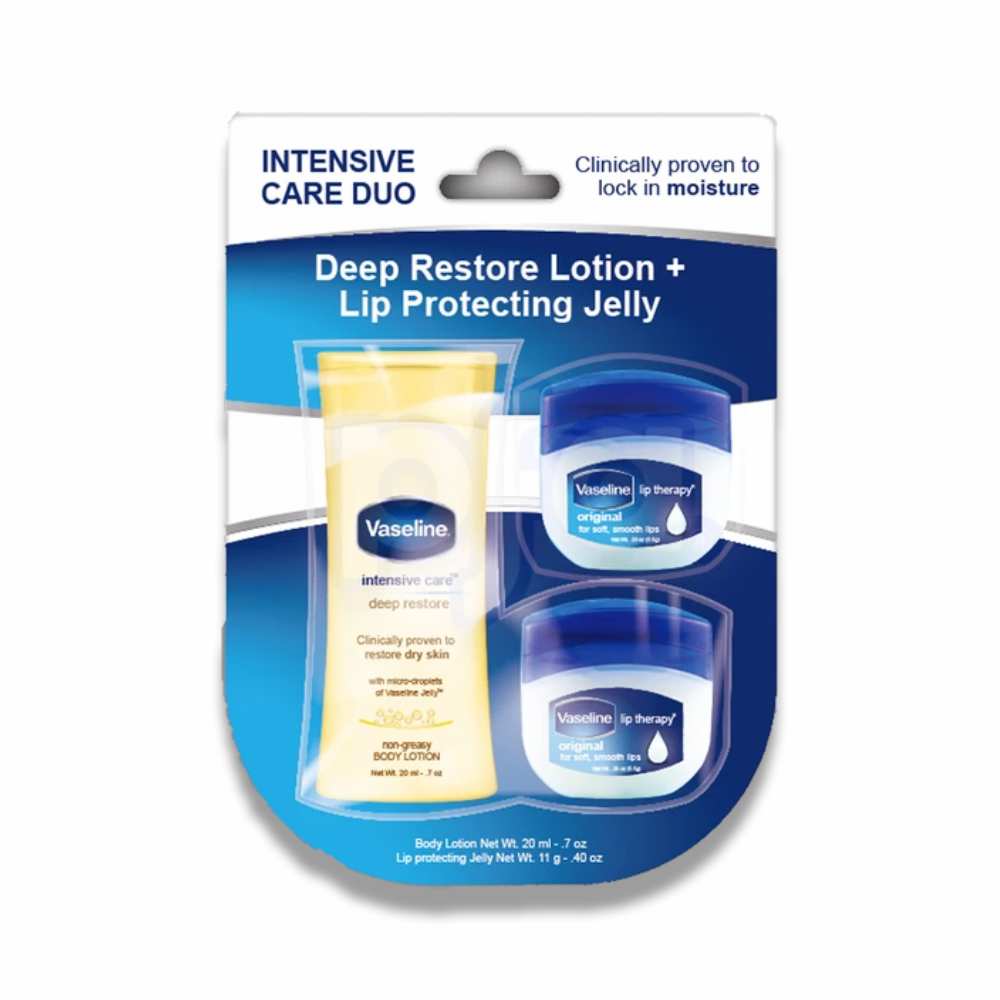 Vaseline - Intensive Care Duo, Deep restore Lotion + Lip Protecting Jelly - 0.9 Oz - 48 Pack - Image 3