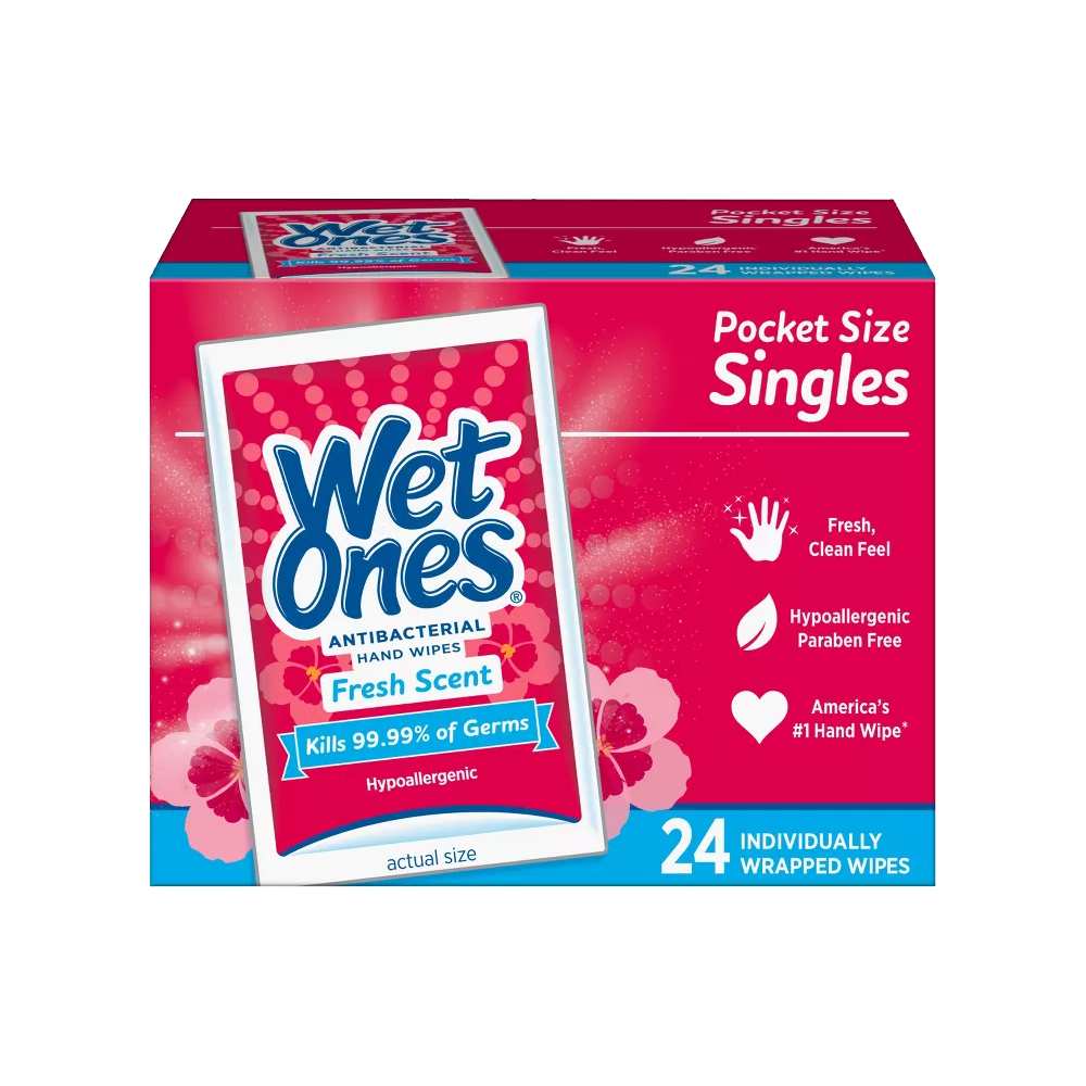 Wet Ones - Antibacterial Hand Wipes Singles - Fresh Scent - 24 Ct - 10 Pack - Image 2