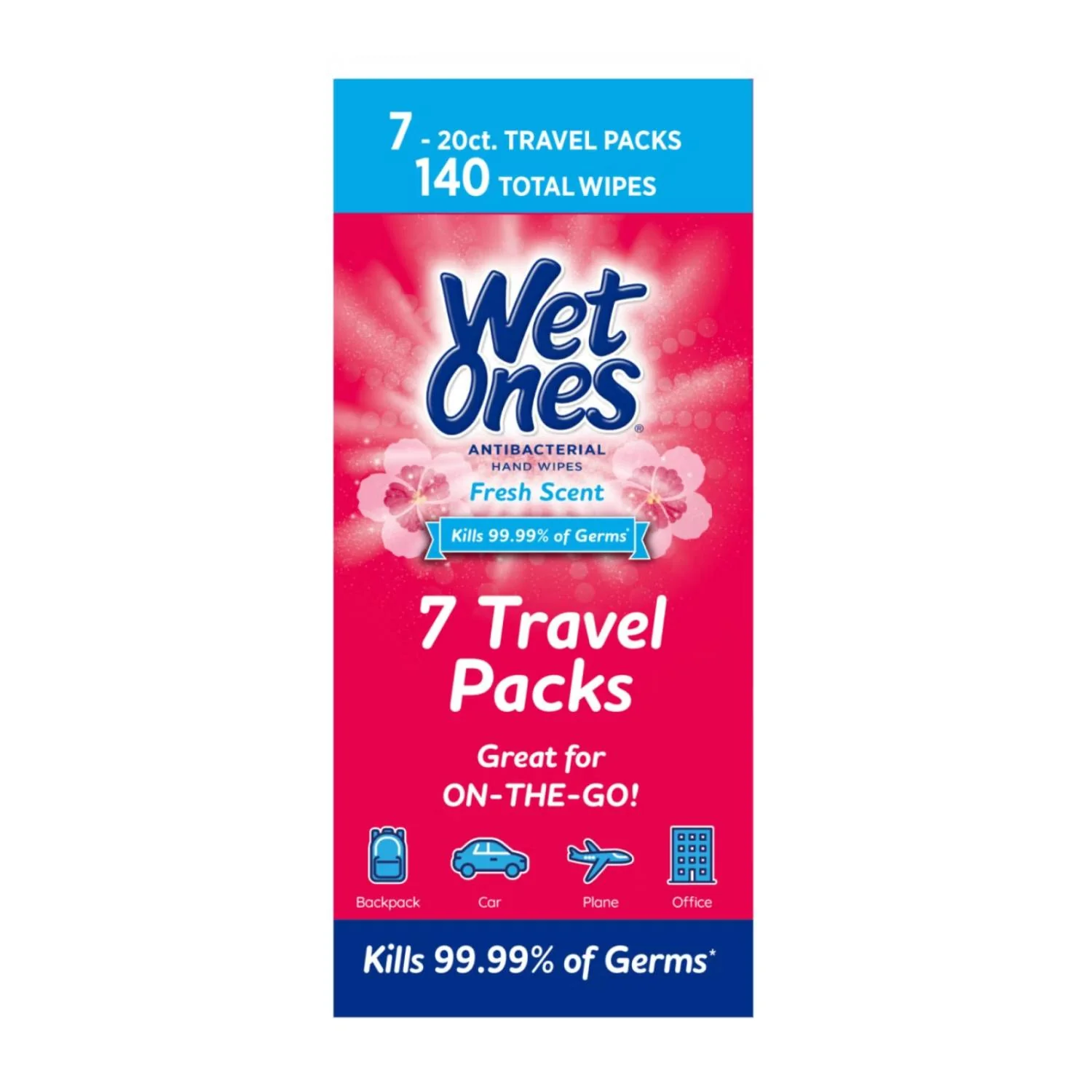 Wet Ones - Antibacterial Hand Wipes Travel Pack, Fresh Scent - 20 Ct - 7 Pack - Image 3