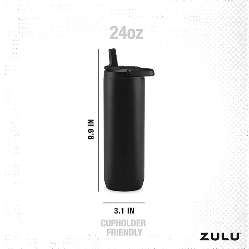 Zulu Base Stainless Steel Water Bottle , Includes 2 Extra Lids, Color Cornflower/Midnight - 24 Oz Each - 2 Pack - Image 3