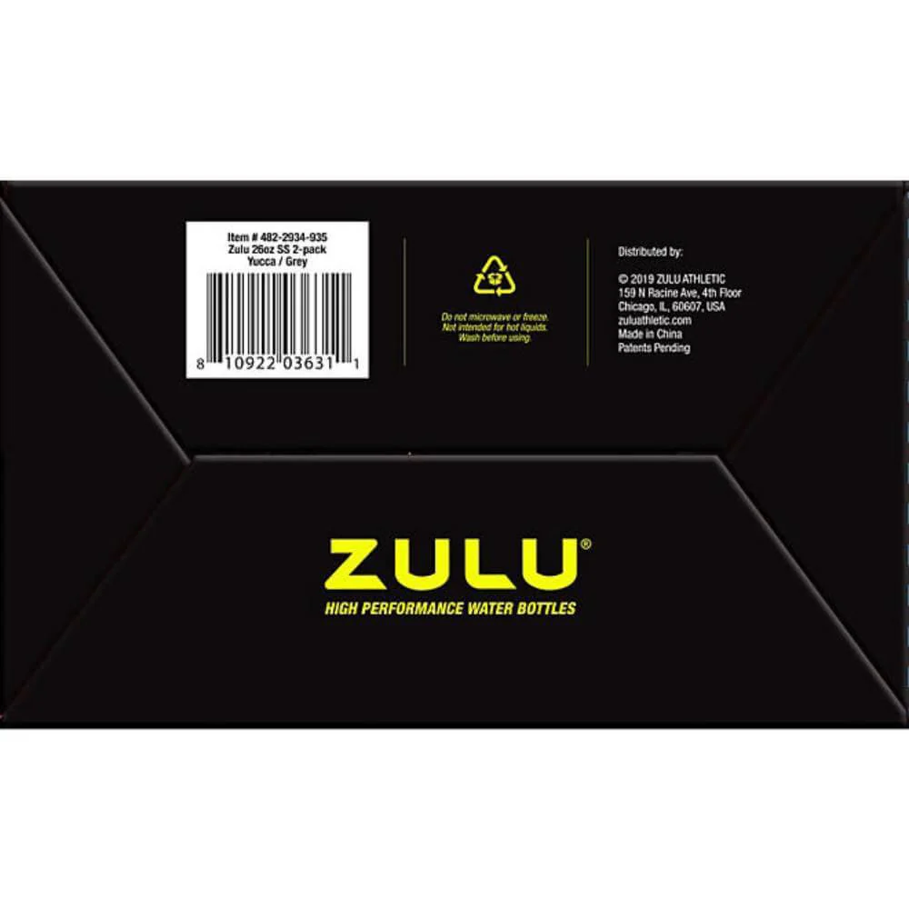 ZULU Stainless Insulated Water Bottle, 2 Pack (Yuca/Grey) - 26 Oz - Image 3